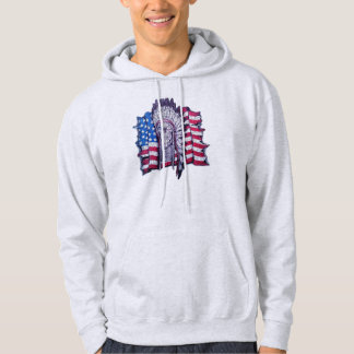 Indianskalle och Hooded tröja för flagga Hoodie