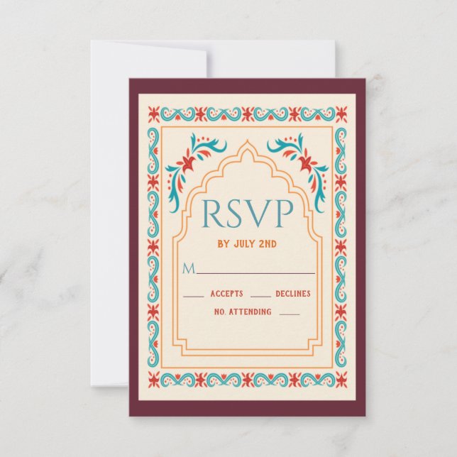 Indianskt bröllop brud RSVP OSA Kort (Framsida)