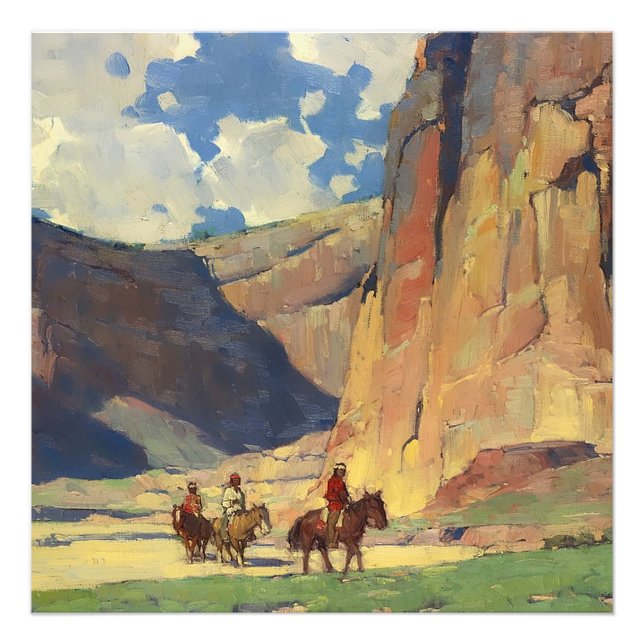 “IndiansThrough Canyon de Chelly” av Edgar Payne Fototryck (Framsidan)