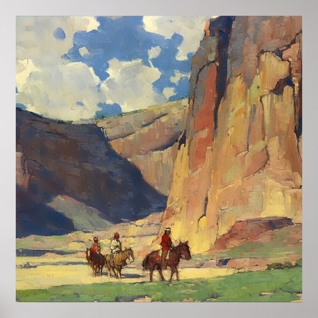 "IndiansVia Canyon de Chelly" av Edgar Payne Poster (Framsidan)