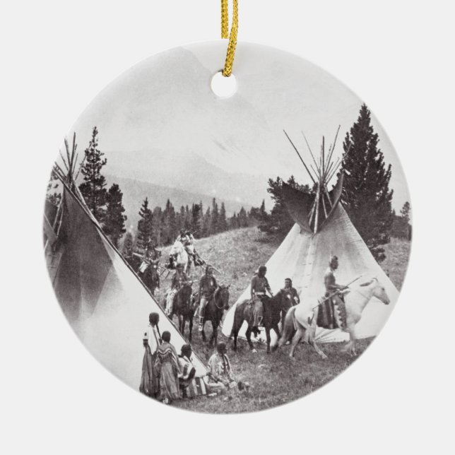 IndianTeepeeläger, Montana, c.1900 (b/w Julgransprydnad Keramik (Framsidan)