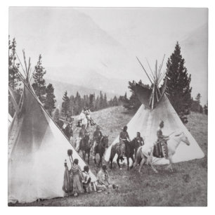 IndianTeepeeläger, Montana, c.1900 (b/w Kakelplatta