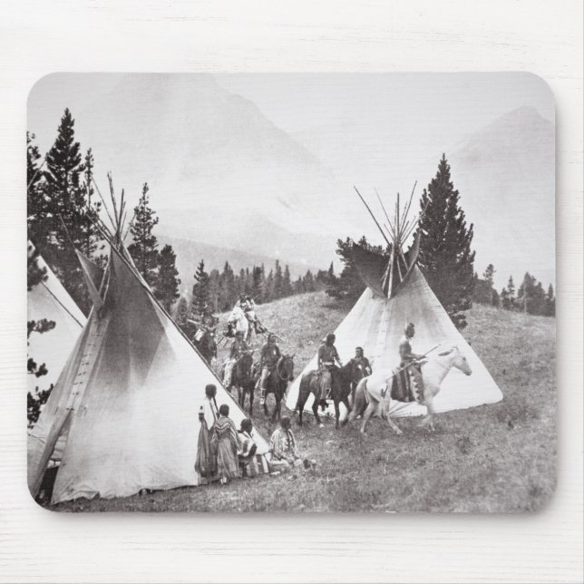 IndianTeepeeläger, Montana, c.1900 (b/w Musmatta (Framsidan)
