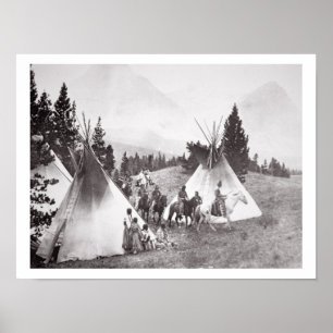 IndianTeepeeläger, Montana, c.1900 (b/w Poster