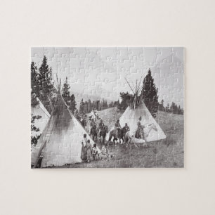 IndianTeepeeläger, Montana, c.1900 (b/w Pussel