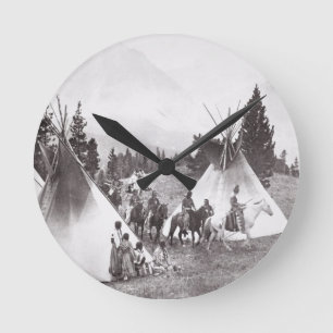 IndianTeepeeläger, Montana, c.1900 (b/w Rund Klocka