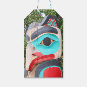 IndianTotem Pole, ankring, Alaska 2 Presentetikett