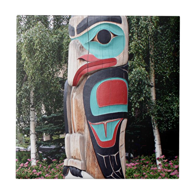 IndianTotem Pole, ankring, Alaska Kakelplatta (Framsidan)