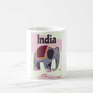 Indiase Olifant vintage reisposterprint. Kaffemugg