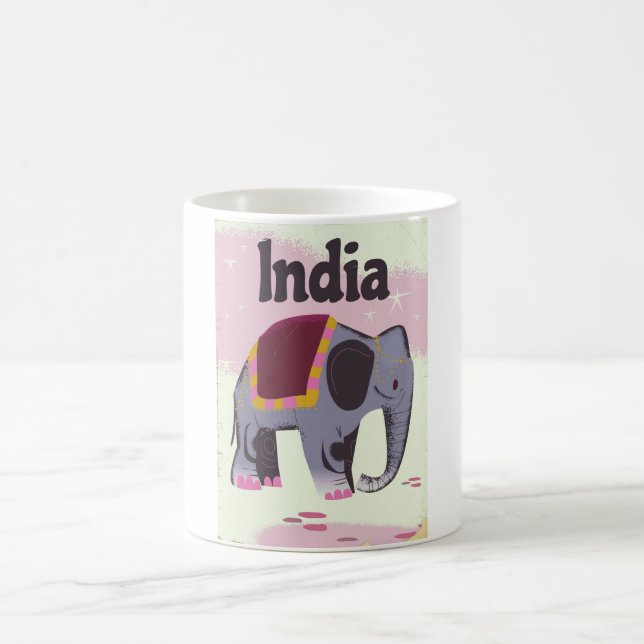 Indiase Olifant vintage reisposterprint. Kaffemugg (Center)