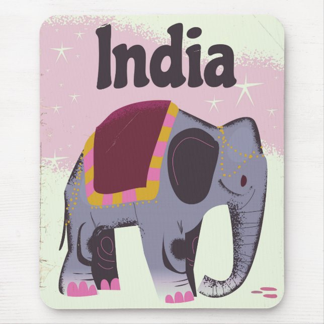 Indiase Olifant vintage reisposterprint. Musmatta (Framsidan)