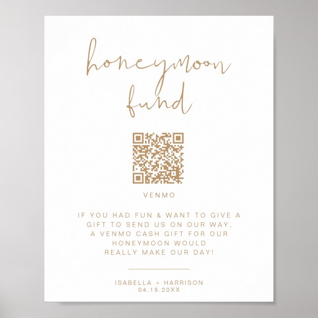 INDIE Beige Boho Smekmånadsfond Bröllopsskylt Poster (Framsidan)