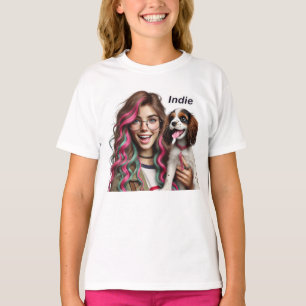 🐶 Indie & Best Friend - Personlig Kids" T Shirt