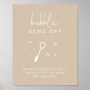 INDIE Bohemian Beige Bubble Send Off Bröllop Sign Poster