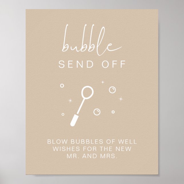 INDIE Bohemian Beige Bubble Send Off Bröllop Sign Poster (Framsidan)