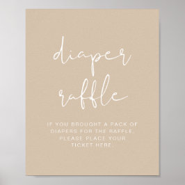 INDIE Bohemian Beige Diaper Raffle Game Sign Poster