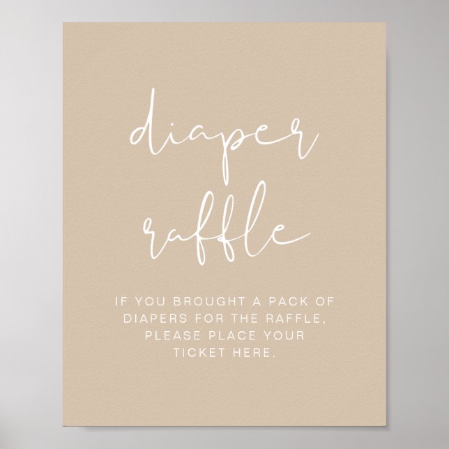 INDIE Bohemian Beige Diaper Raffle Game Sign Poster (Framsidan)