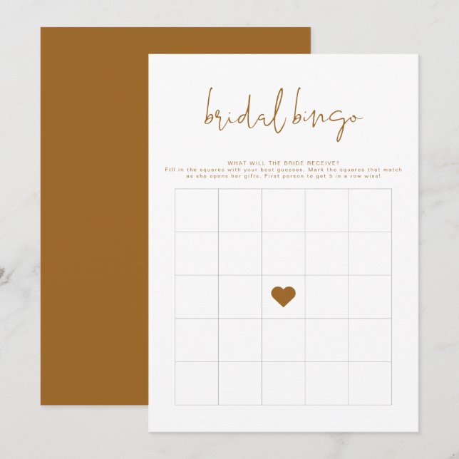 INDIE Bohemian Burnt Orange Shower Bingo Game Inbjudningar (Fram/baksida)