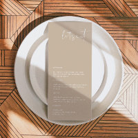 INDIE Bohemian Earth Tone Taupe Bröllop Menu