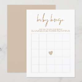 INDIE Bohemian Earth Toned Baby Shower Bingo Card Inbjudningar