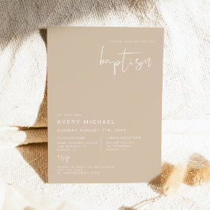 INDIE Bohemian Earth Toned Beige Desert Baptism Inbjudningar