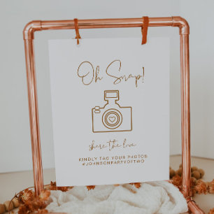 INDIE Bohemian Oh Snap Photo Hashtag Bröllop Sign Poster