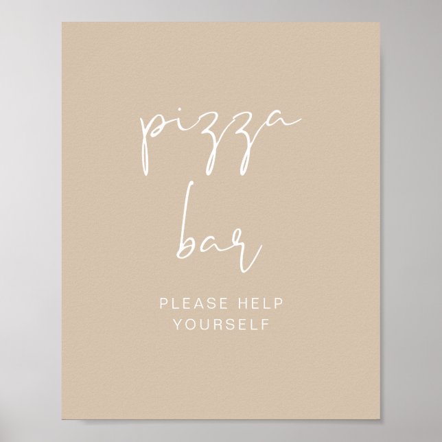 INDIE Bohemsk jordtonad beige pizzabarskylt Poster (Framsidan)