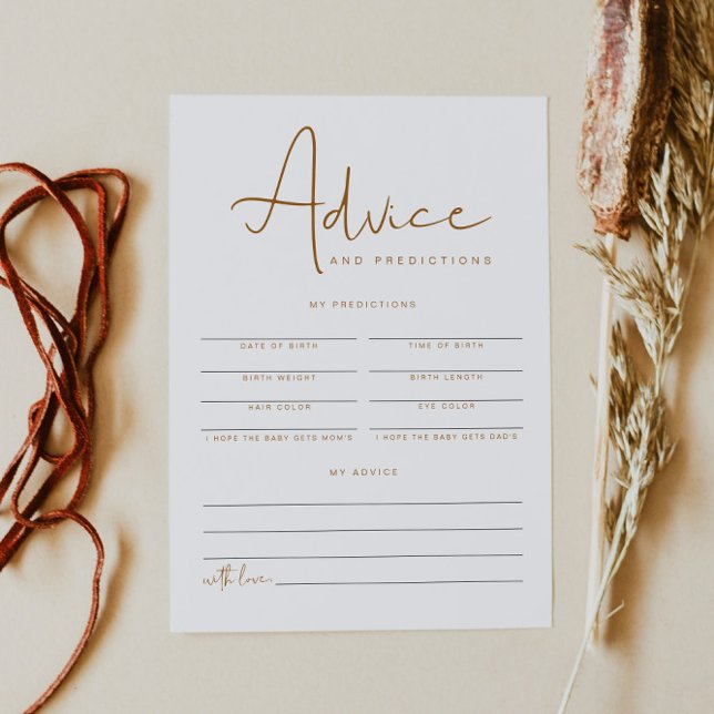 INDIE Boho Baby Shower Advice & Predictions Card Inbjudningar (Skapare uppladdad)