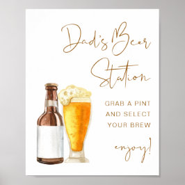 INDIE Boho Baby Shower Pappa Beer Station-tecken Poster