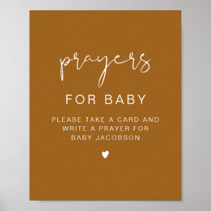 INDIE Boho Baby Shower Prayers for Baby Sign Poster