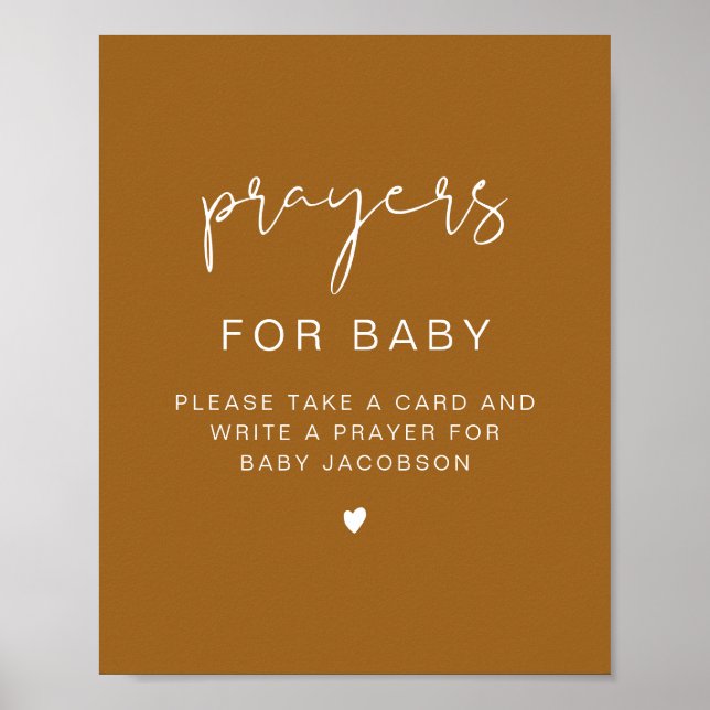 INDIE Boho Baby Shower Prayers for Baby Sign Poster (Framsidan)