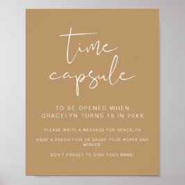 INDIE Boho Baby Shower Time Capsule Sign Poster