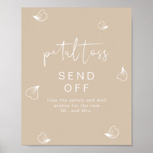 INDIE Boho Beige Bröllop Petal Toss - skicka av Poster
