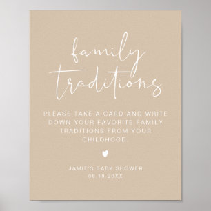 INDIE Boho Beige Family Traditions Baby Shower Poster