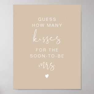 INDIE Boho Beige Gissa Hur Många Kyssar Bröllopssk Poster