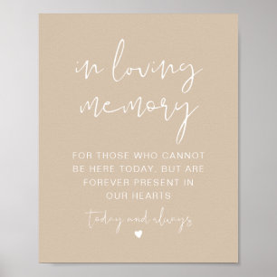 INDIE Boho Beige in Loving Memory Sign Poster