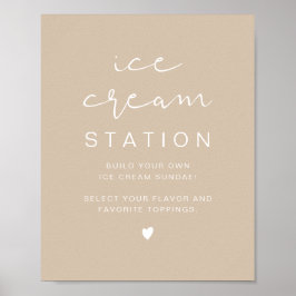 INDIE Boho Beige Modern Ice Cream Station Poster