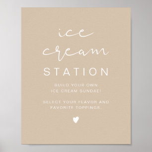 INDIE Boho Beige Modern Ice Cream Station Poster