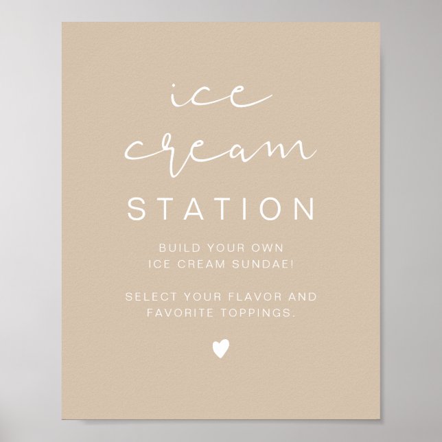 INDIE Boho Beige Modern Ice Cream Station Poster (Framsidan)