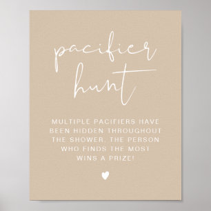 INDIE Boho Beige Nappar Hunt Baby Shower Game Po Poster