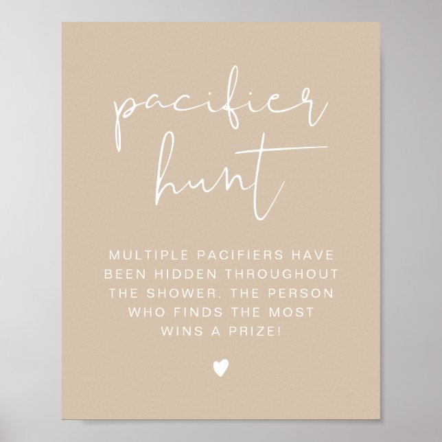 INDIE Boho Beige Nappar Hunt Baby Shower Game Po Poster (Framsidan)