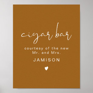 INDIE Boho Bränd Orange Bröllop Cigar Bar Affisch