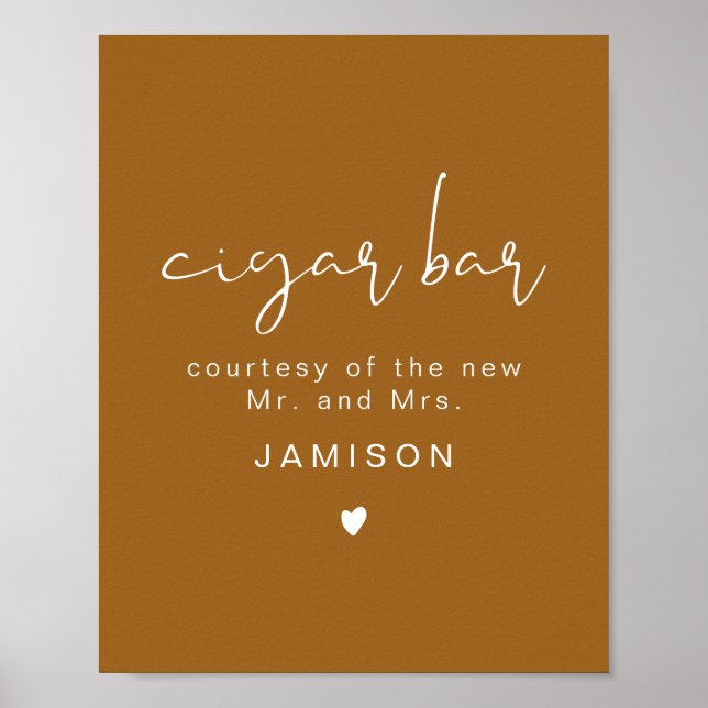 INDIE Boho Bränd Orange Bröllop Cigar Bar Affisch (Framsidan)