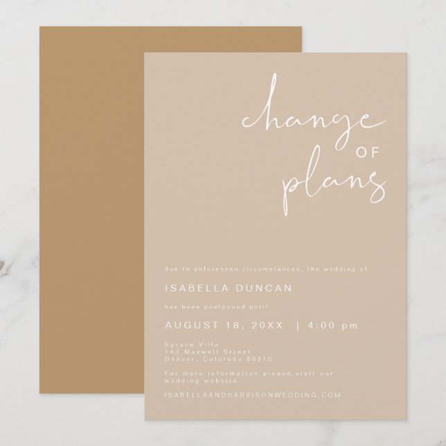 INDIE Boho Bröllopsinbjudan med ändrade planer Inbjudningar (Fram/baksida)