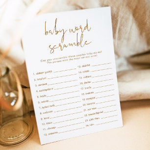 INDIE Boho Burnt Orange Baby Ord Scramble Game I Inbjudningar