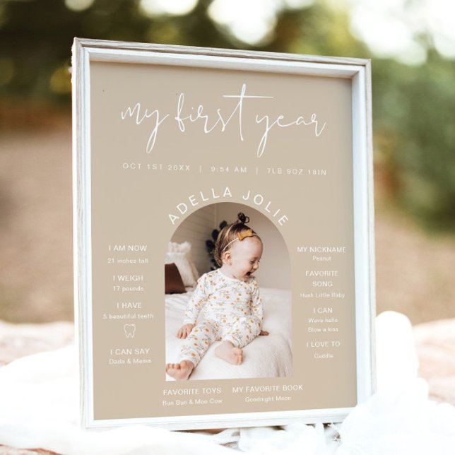 INDIE Boho Cream Arch Photo First Year Milestone Poster (Skapare uppladdad)