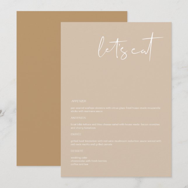 INDIE Boho Earth Toned Beige 5x7" Låt oss Eat Menu Meny (Fram/baksida)
