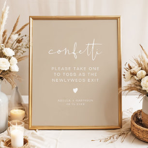 INDIE Boho Earth Toned Beige Confetti Toss Sign Poster