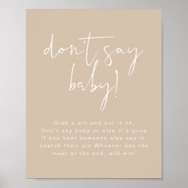 INDIE Boho Earth Toned Beige Säg inte att Baby skr Poster