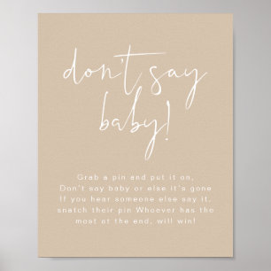 INDIE Boho Earth Toned Beige Säg inte att Baby skr Poster